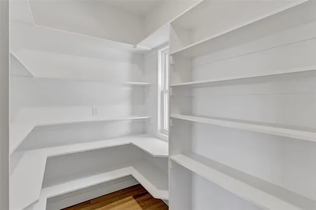 a storage room with empty racks
