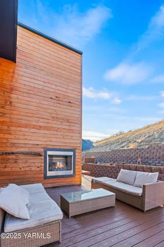 a view of couches and city view