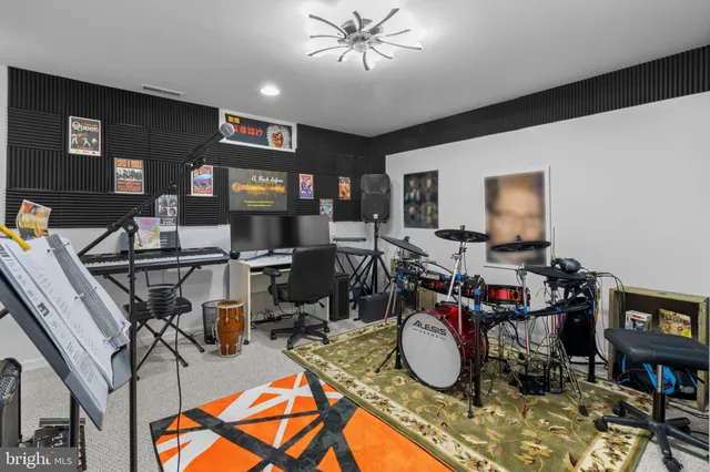 a room with musical instruments