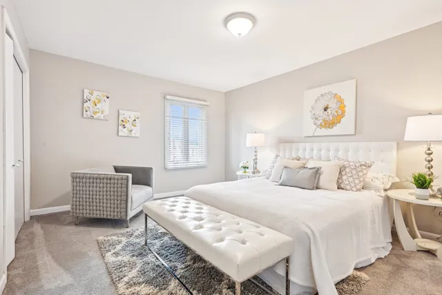 a view of an empty room with stairs