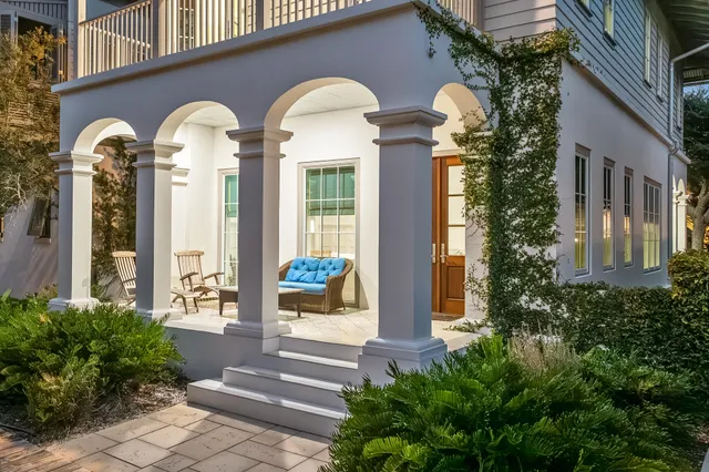 a view of a swimming pool with a patio