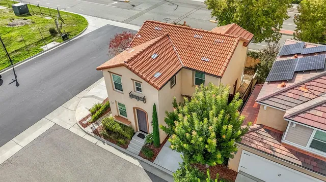 an aerial view of a house