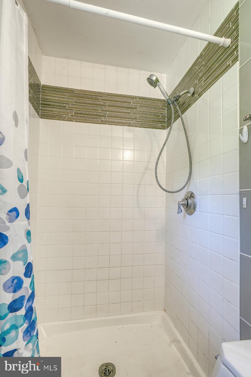 1142 Calvert Beach Road St. Leonard, MD 20685 - Photo 33 of 63 a bathroom with a shower and a mirror