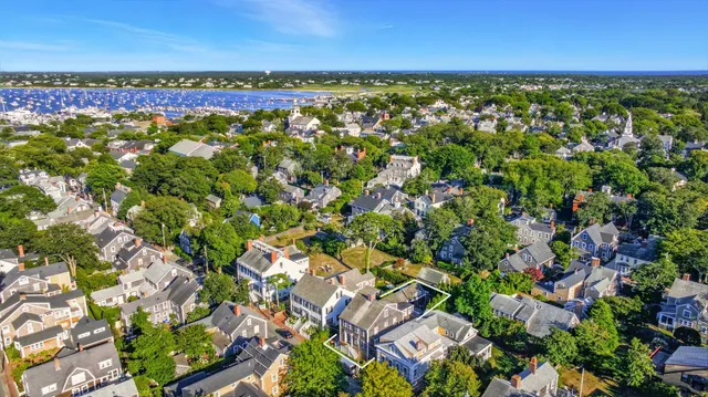 a view of city and green space