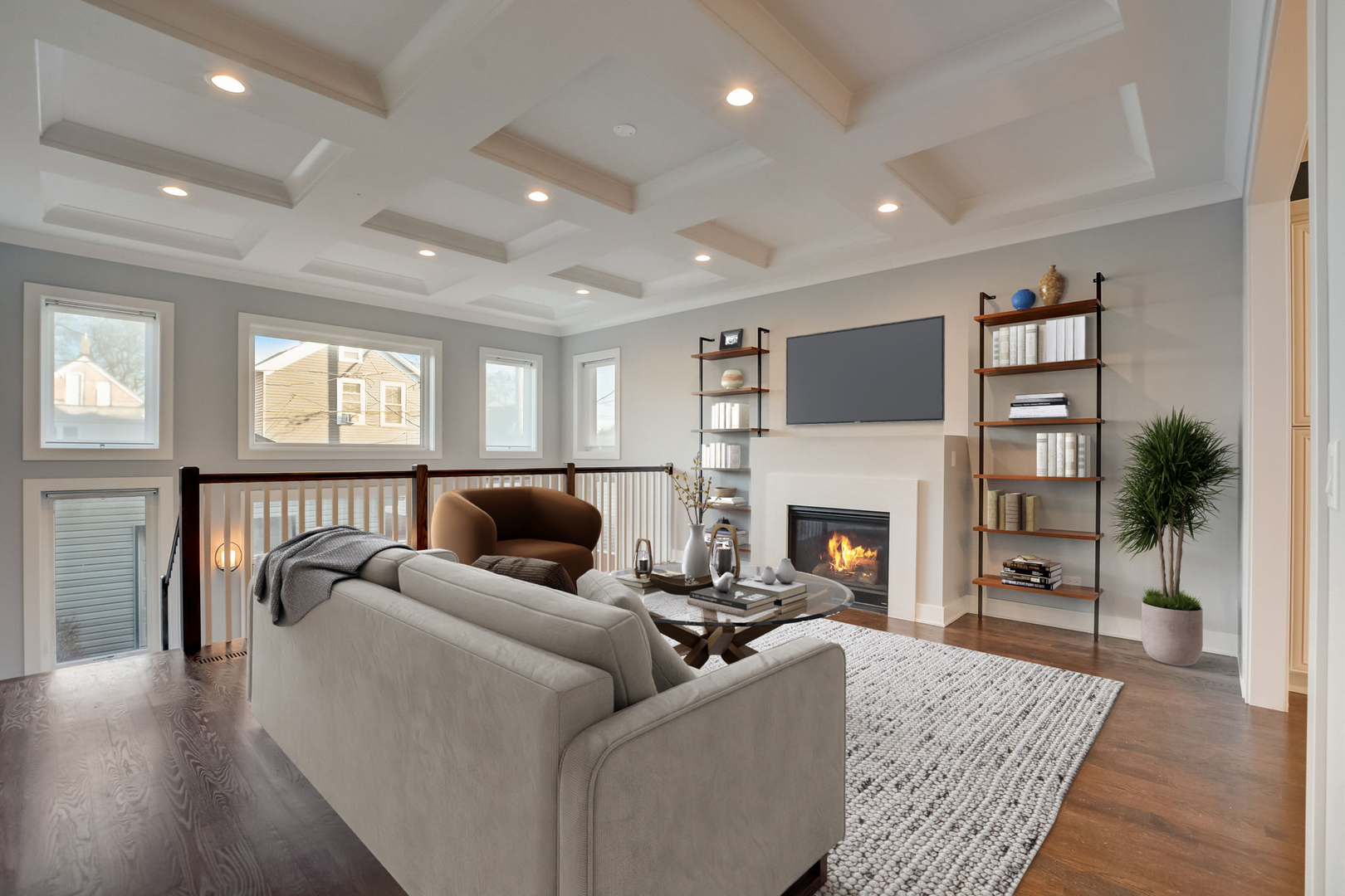 3303 South Racine Avenue Chicago, IL 60608 - Photo 13 of 60 a living room with furniture and a fireplace