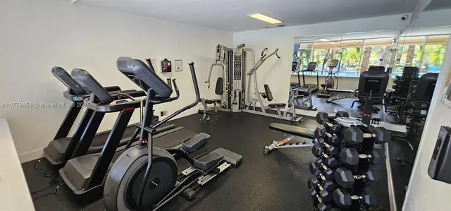 a view of a room with gym equipment