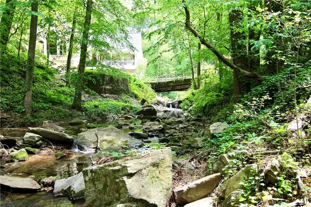 a backyard of a house with lots of green space