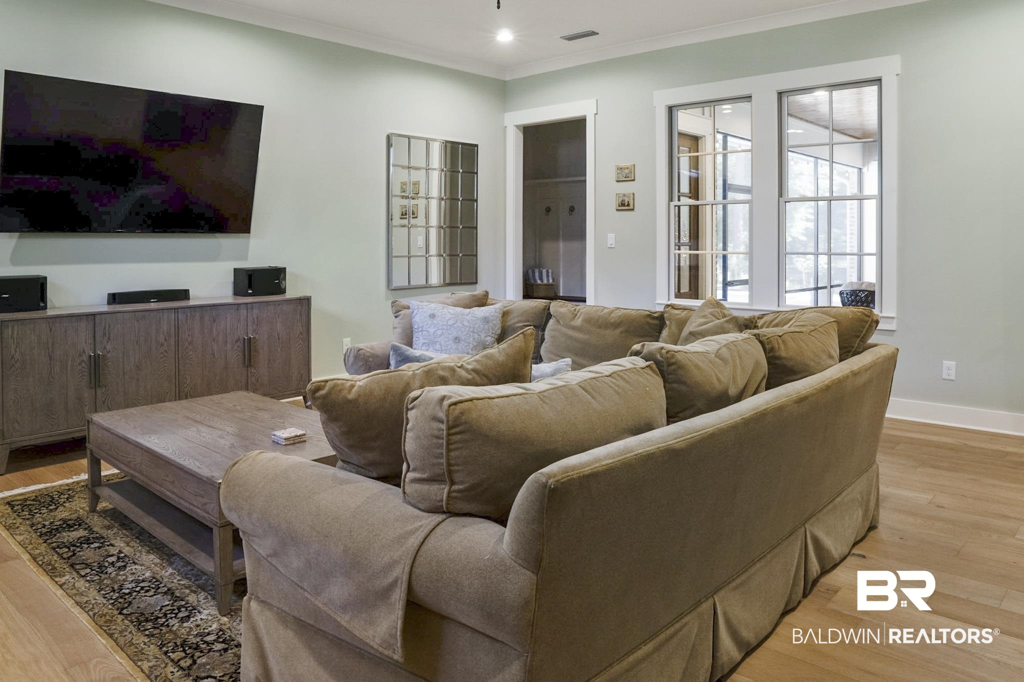 11258 Redfern Road Daphne, AL 36526 - Photo 21 of 44 Living room with light wood-style floors, crown molding, and recessed lighting