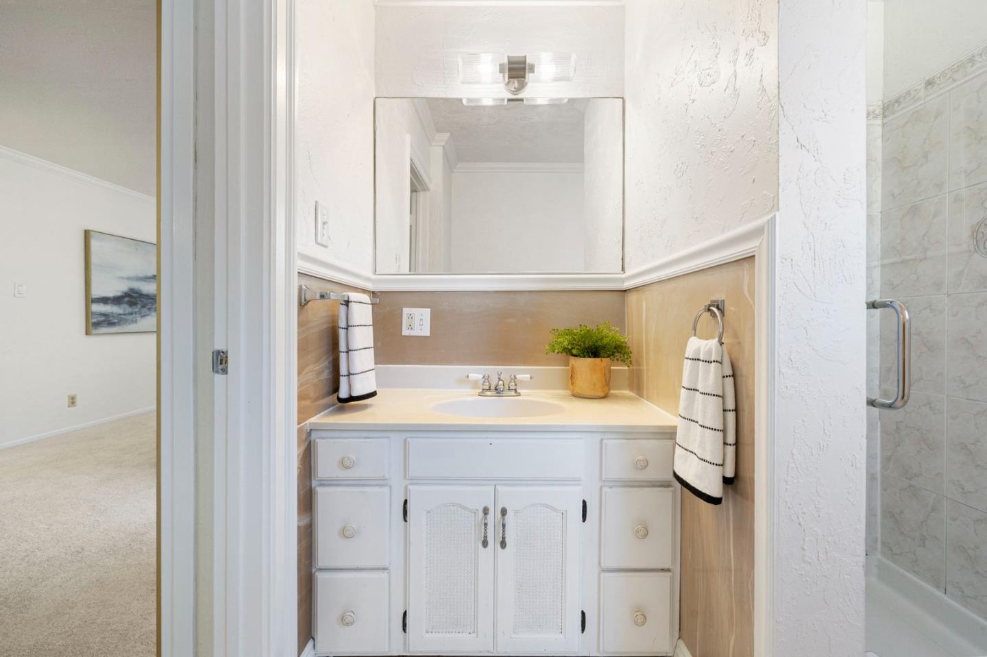 1030 Morrell Avenue Burlingame, CA 94010 - Photo 25 of 37 a bathroom with a sink and a mirror