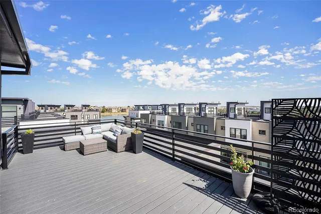 a view of a terrace with seating space