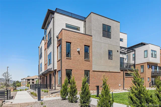 a front view of a multi story building