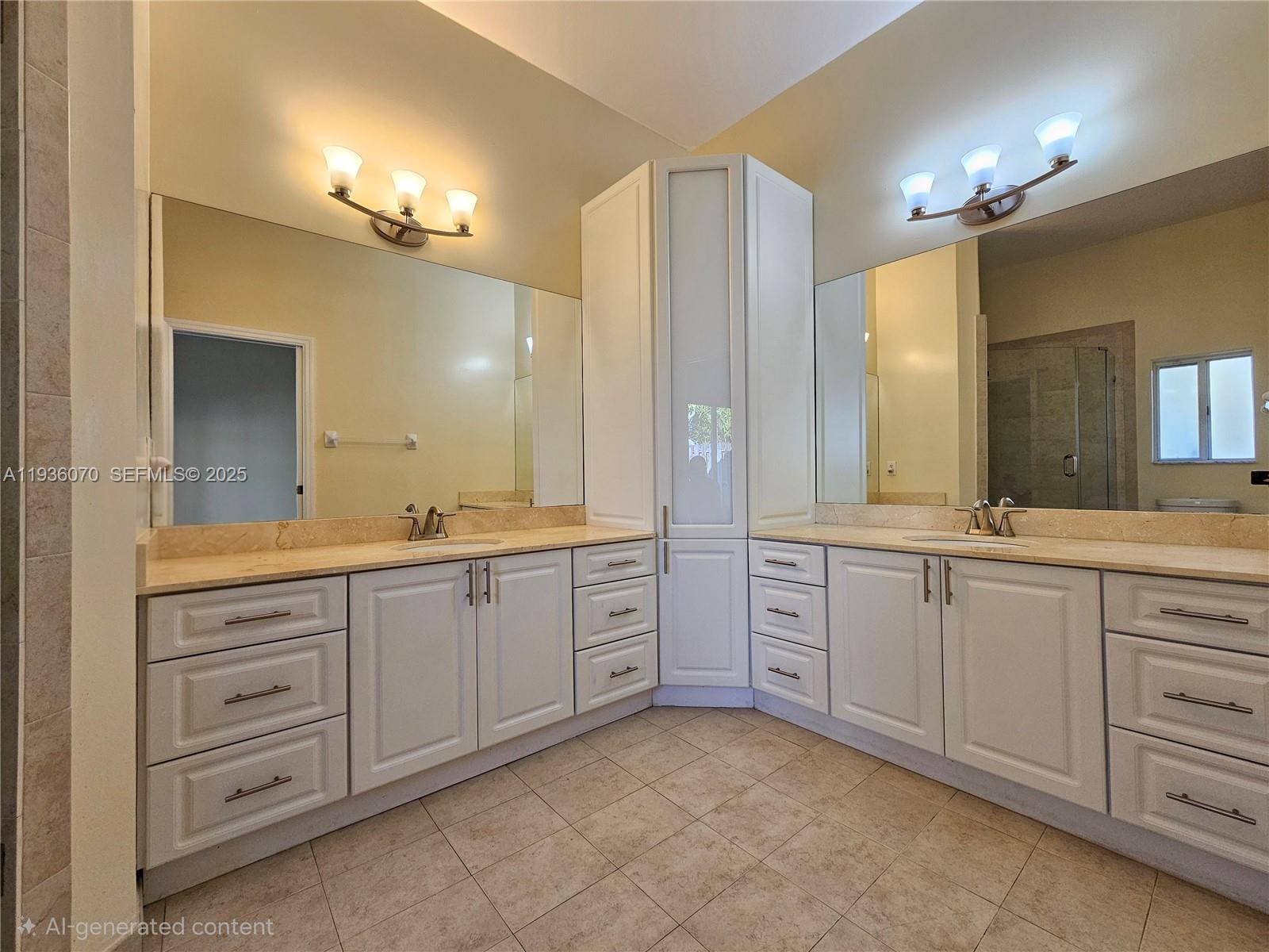 14209 Southwest 160th Court Miami, FL 33196 - Photo 15 of 24 a spacious bathroom with a granite countertop double vanity sink a mirror and a