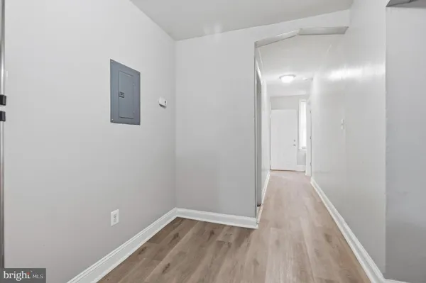 a view of small space with wooden floor