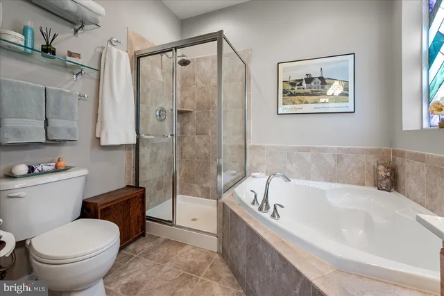 a bathroom with a bathtub toilet and a shower