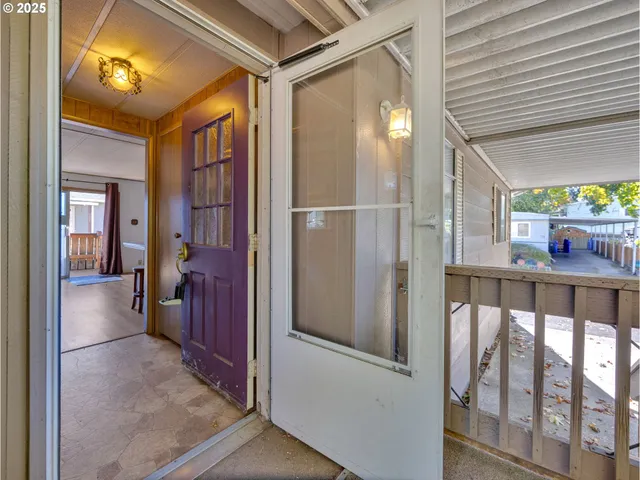 a view of a bathroom with a door