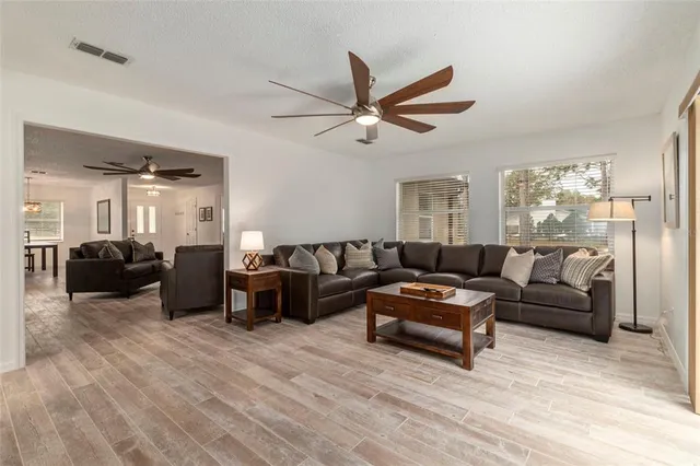 a living room with furniture