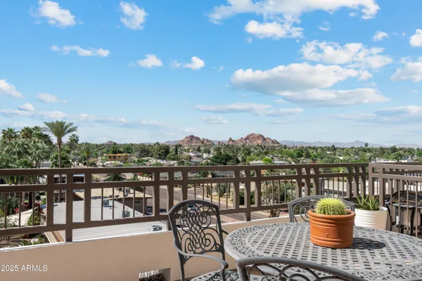 a outdoor view with a seating space