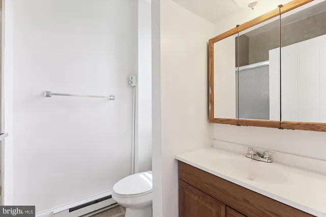a bathroom with a sink a toilet and vanity