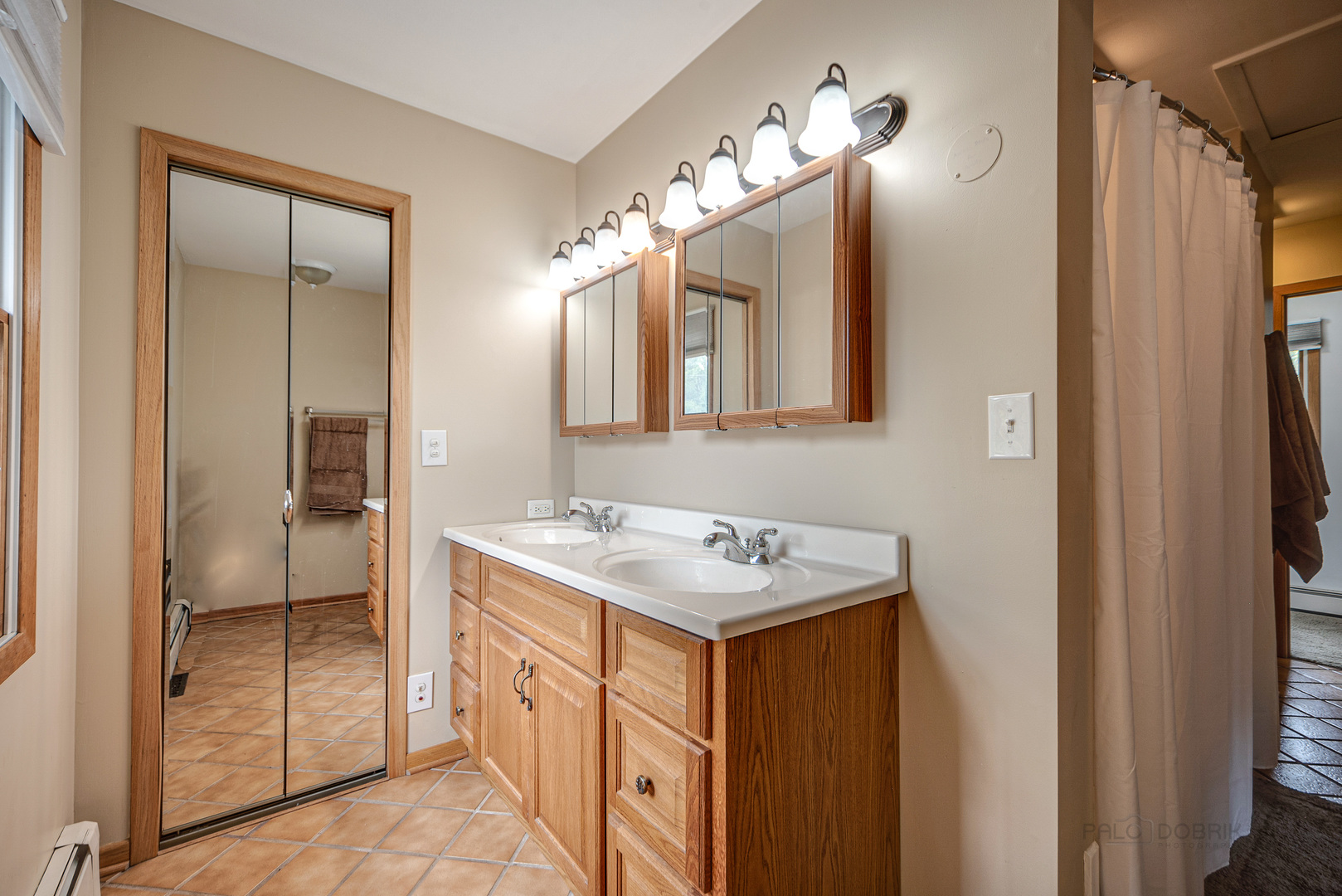 501 North River Road Fox River Grove, IL 60021 - Photo 22 of 44 a bathroom with a sink a mirror and a shower