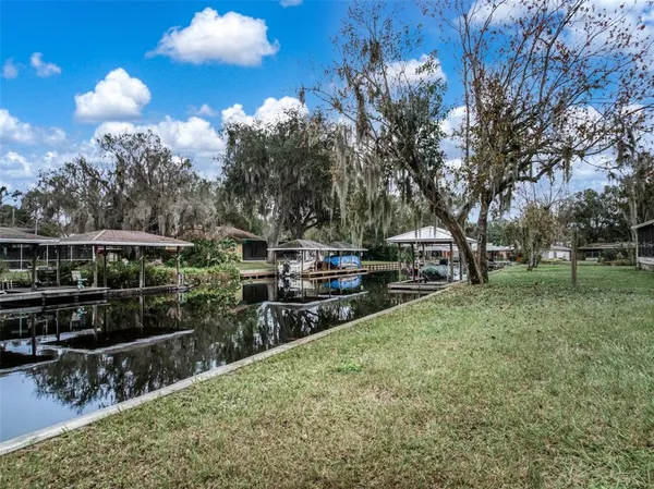 a view of a lake with houses