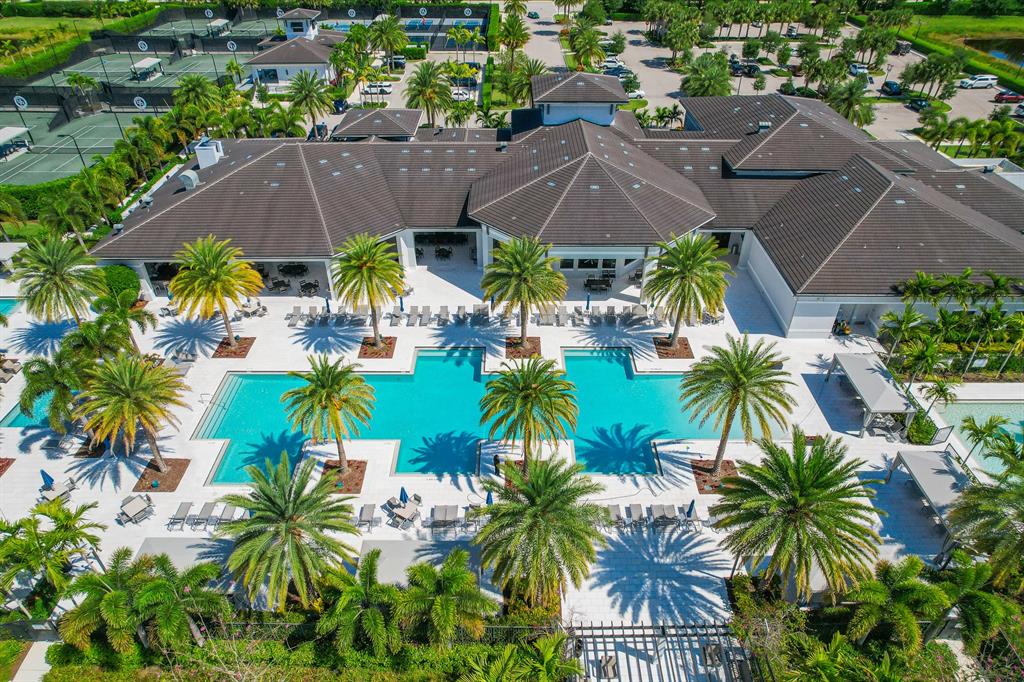 17401 Santaluce Manor Boca Raton, FL 33496 - Photo 73 of 84 an aerial view of house with swimming pool outdoor seating and yard