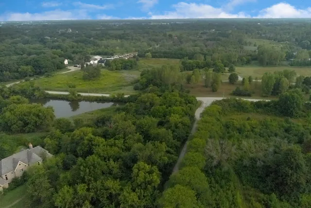 a view of a lake with a city