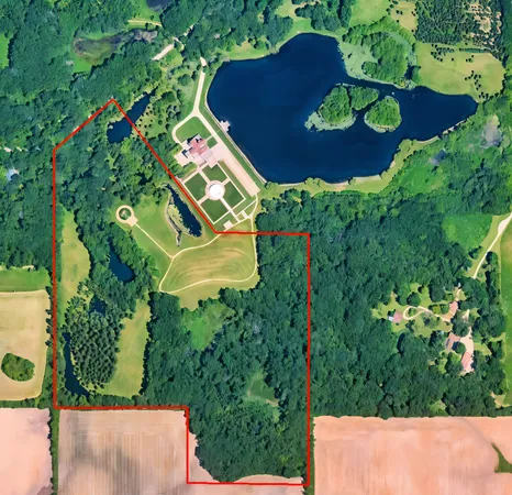 an aerial view of a house