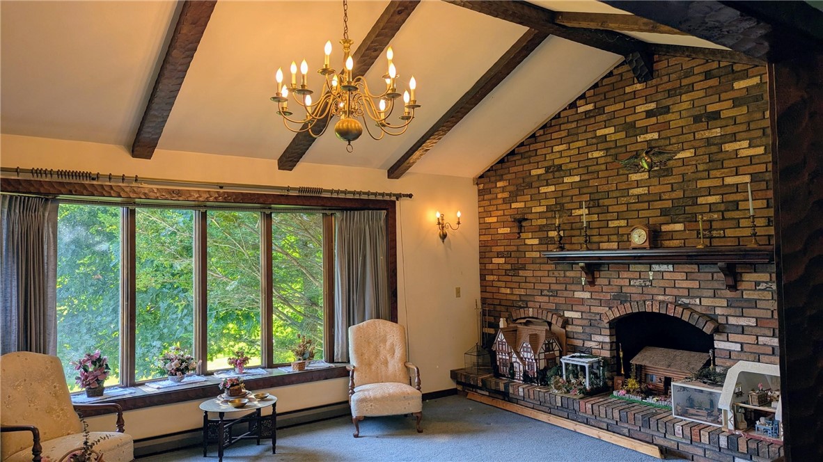 158 Cross Road Otego, NY 13825 - Photo 14 of 50 Cathedral beamed ceiling, lovely chandelier,large