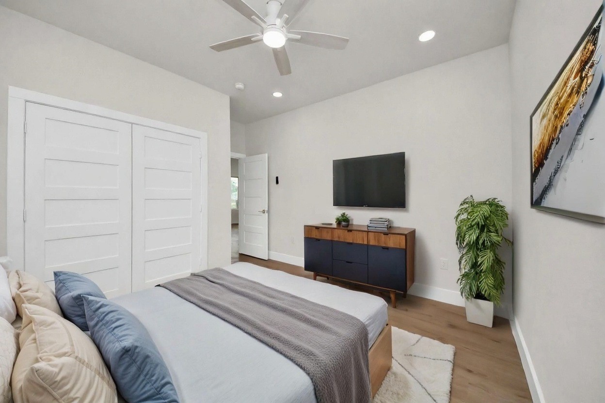 427 North Milby Street Houston, TX 77003 - Photo 24 of 44 Spacious guest bedroom with abundant natural light and modern finishes throughout. Generous layout with ample closet space offers comfort and flexibility. A perfect retreat for guests or a stylish secondary bedroom.