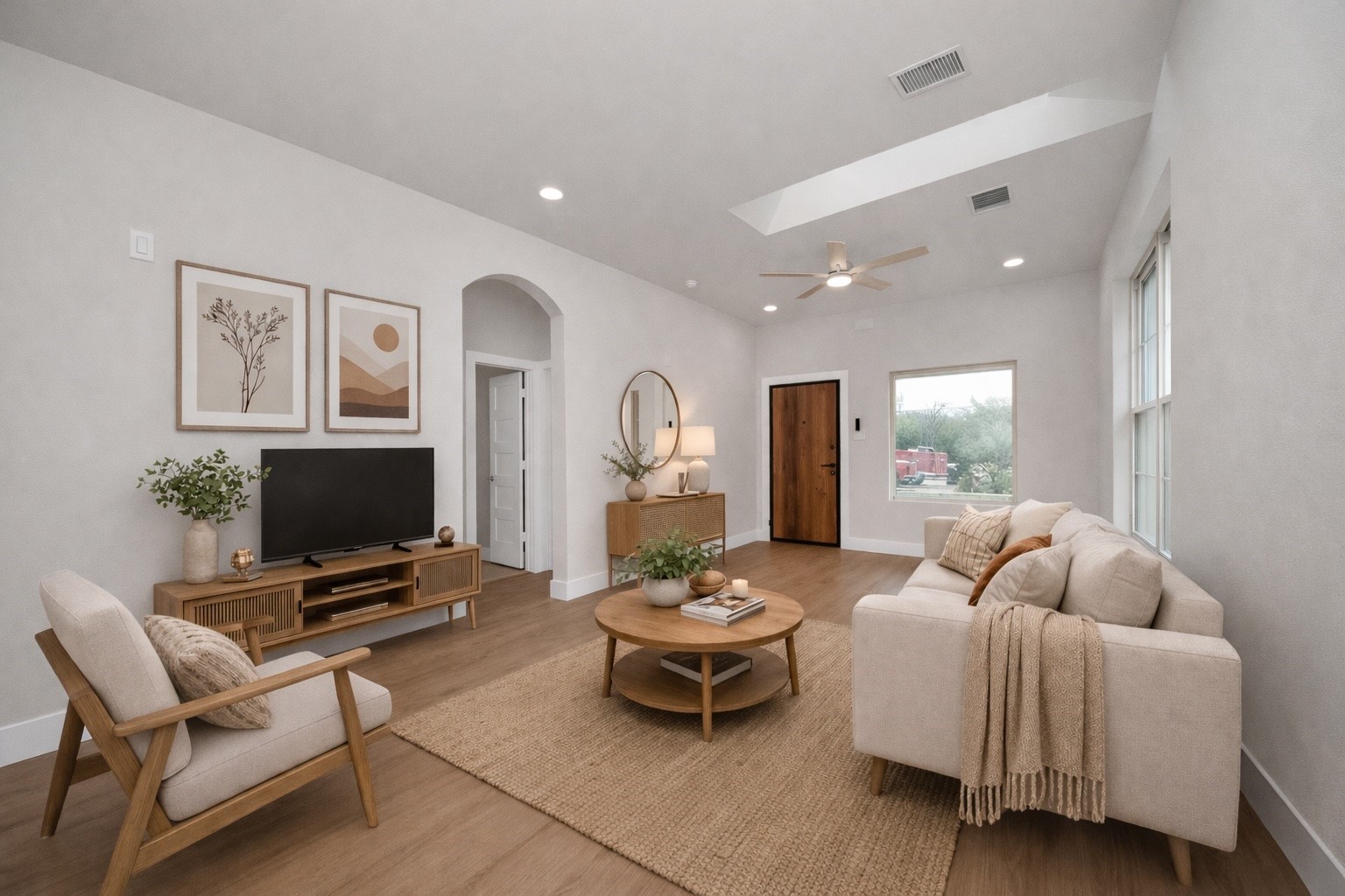 427 North Milby Street Houston, TX 77003 - Photo 6 of 44 Bright open-concept living area with abundant natural light and modern finishes. Spacious layout ideal for entertaining or relaxing in style. Clean lines and warm tones create a welcoming, move-in ready space.