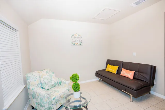 a living room with furniture