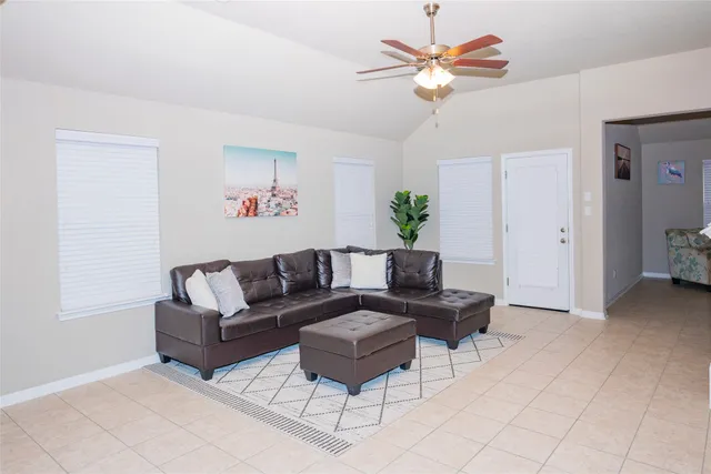 a living room with furniture