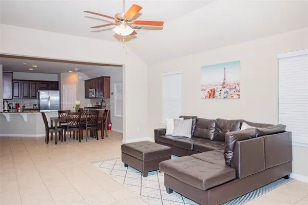 a living room with furniture