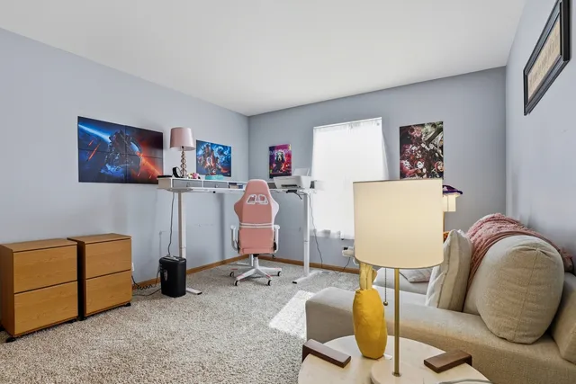 a living room with furniture and a couch