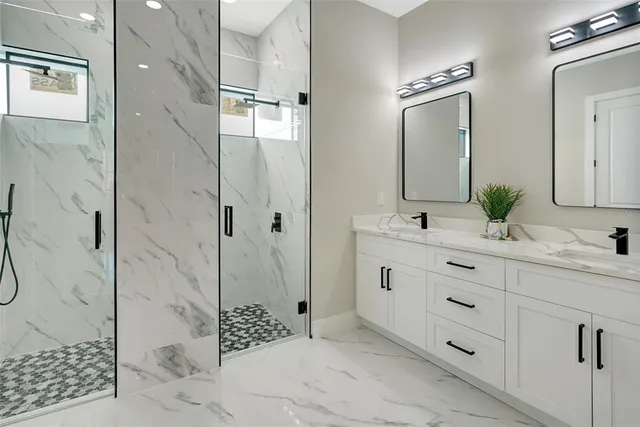 a bathroom with a shower