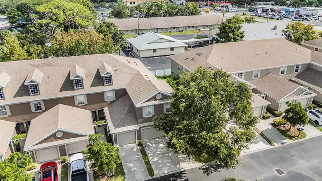 an aerial view of a house