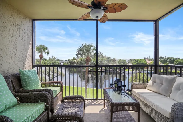 a balcony with furniture