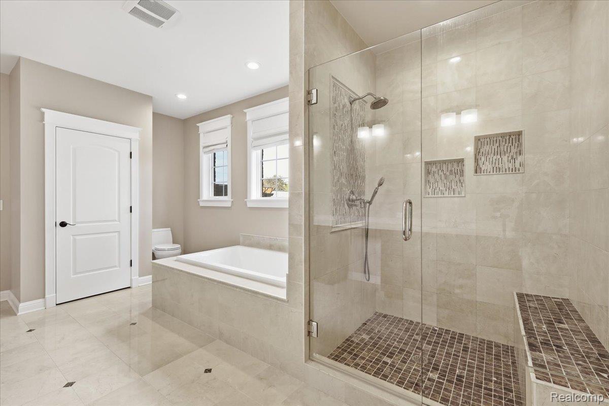35339 West 13 Mile Road Farmington, MI 48331 - Photo 30 of 72 Full bath with a garden tub, a shower stall, and recessed lighting