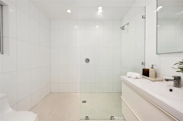 a view of a room with racks on the wall