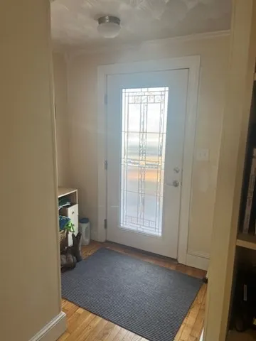 an empty room with windows