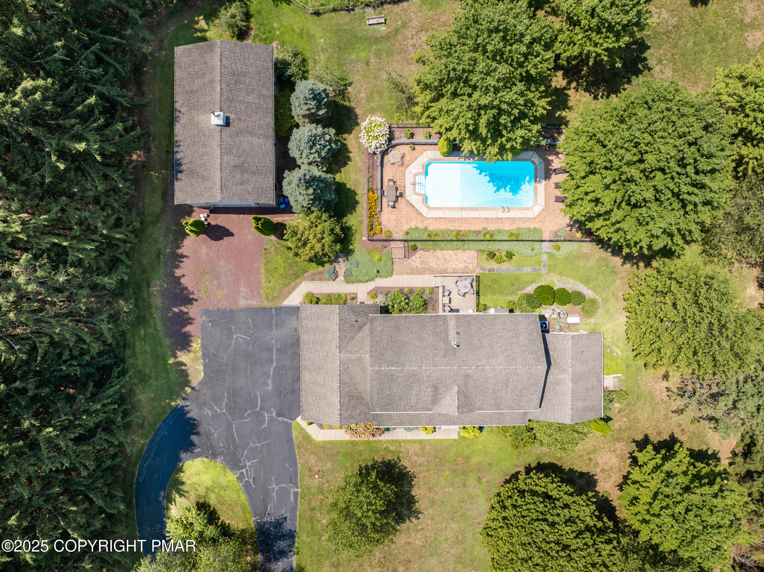 969 Hideaway Hill Road Kunkletown, PA 18058 - Photo 2 of 56 an aerial view of a house with a yard and lake view
