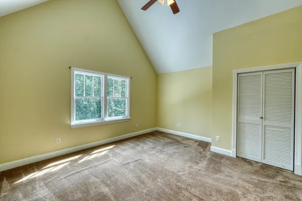 an empty room with windows