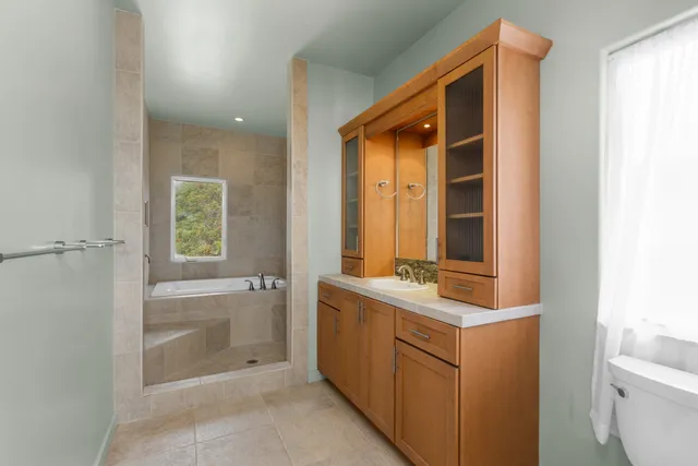 a bathroom with a sink a toilet and a bathtub