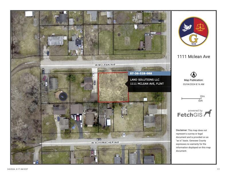 1111 West McLean Avenue Flint, MI 48507 - Photo 5 of 5 1111 Mclean Ave Plat Map