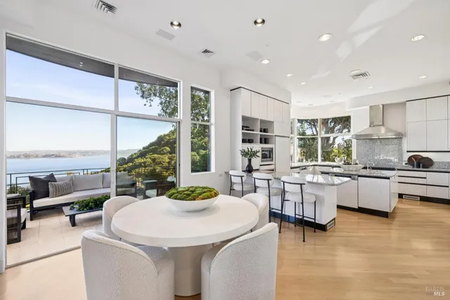 a kitchen with counter top space and stainless steel appliances