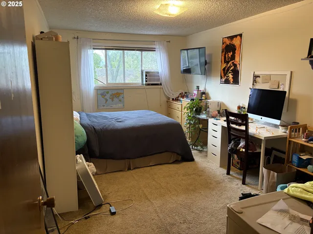 a bedroom with furniture and a window