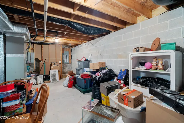a storage room with furniture