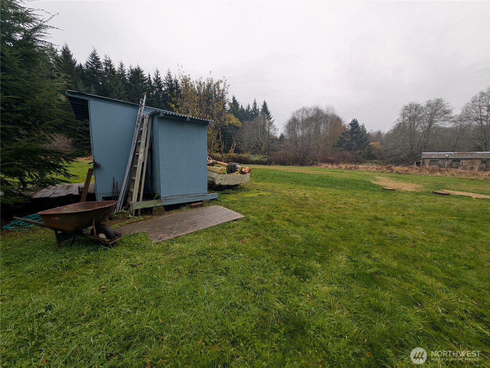 81 Barber Road Clallam Bay, WA 98326 - Photo 12 of 30 a view of a backyard with plants and a bench