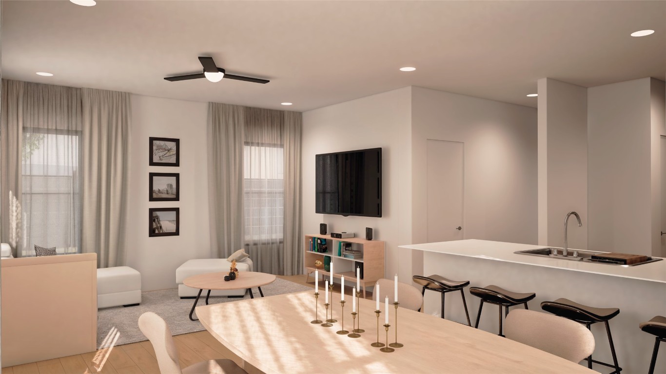 7310 Carver Avenue, Unit 1 Austin, TX 78752 - Photo 2 of 10 Dining area with recessed lighting and light wood finished floors