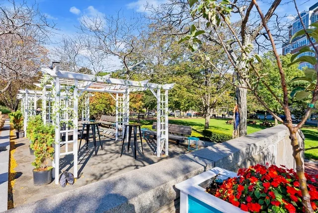 a view of a chairs and tables in patio